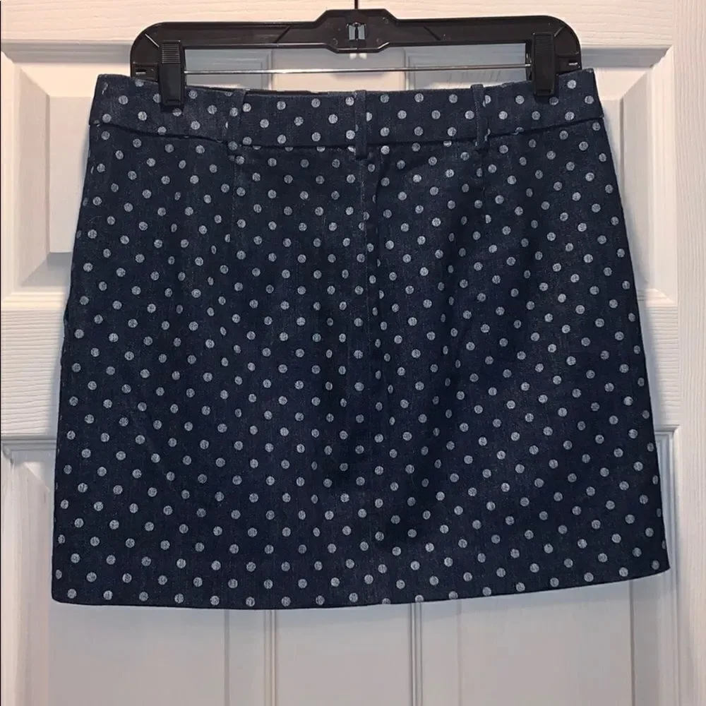 ✨J Crew Postcard Mini Skirt in Indigo Dot Denim - Picture 4 of 6